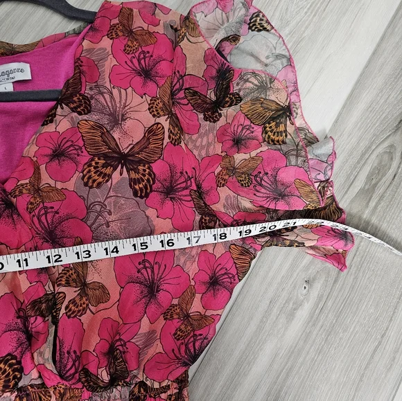 La Regazze Floral Pink Dress Sz L - Picture 8 of 11